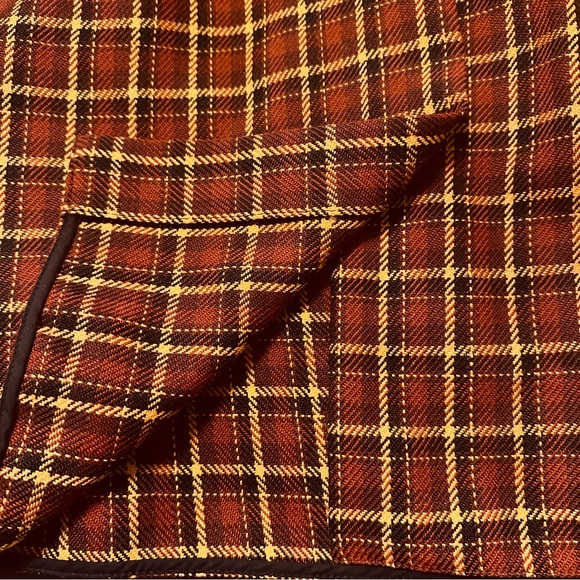 Plan C NWT V Neck Midi Dress Wool Tartan Check Rust Yellow IT 40/US 6 - Picture 7 of 12